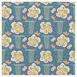 Cute Ramen & Breakfast Food Mönster Fabric Tyg