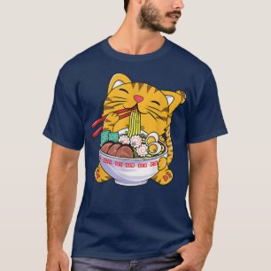 Cute Ramen Cat Anime Bowl Kawaii Neko Japansk Tee