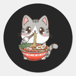 Cute Ramen Cat Kawaii Anime Jape Food Boy Girl Runt Klistermärke