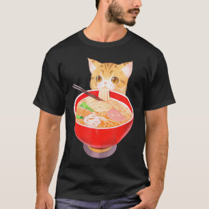 Cute Ramen Cat Kawaii Neko Anime Jape Noodles T Shirt