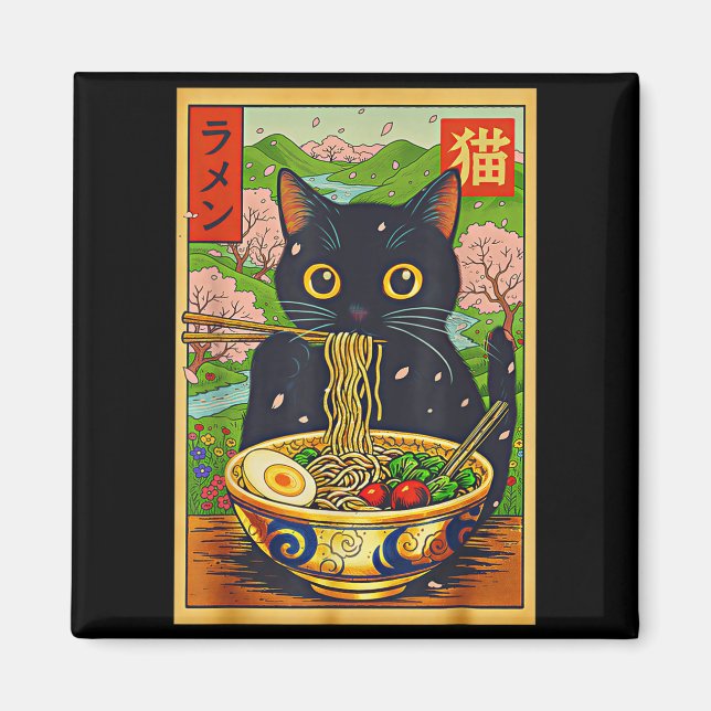 Cute Ramen Cat Nature Flowers Noodle Anime  Magnet (Framsidan)