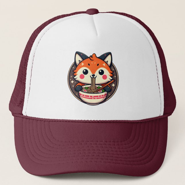 Cute Ramen Fox Illustration for Merch Design Keps (Framsida)