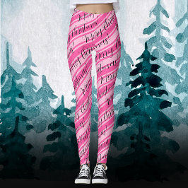 Cute Rand Candy cane Rosa God jul Leggings