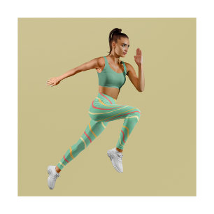 Cute Rand Grönt Yoga Women Leggings