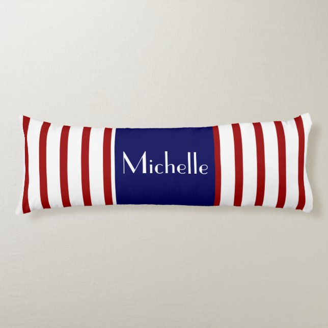 Cute Rand, Red White & Blue, Lägg till ditt namn Kroppskudde (Framsidan)