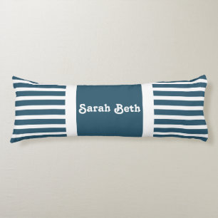 Cute Rand, Slate Blue & White, lägg till ditt namn Kroppskudde