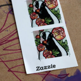 Cute Ranunculus Skunk Älskare Rosa Flowers Hjärtformat Klistermärke