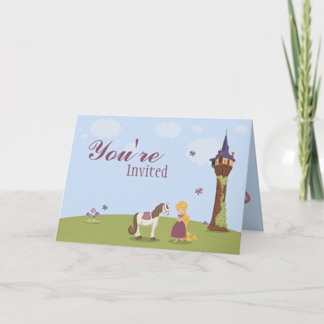Cute rapunzel torn-flickans födelsedagsfest inbjud inbjudan (Framsida)
