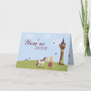 Cute rapunzel torn-flickans födelsedagsfest inbjud inbjudan