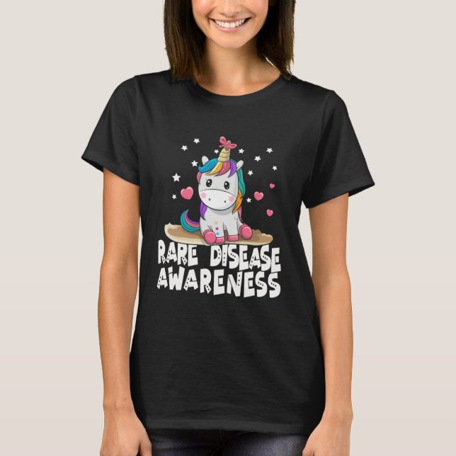 Cute Rare Disease Awareness Unicorn T Shirt (Framsida)