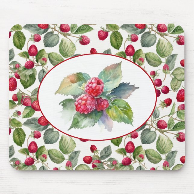 Cute Raspbär Watercolor Musmatta (Framsidan)