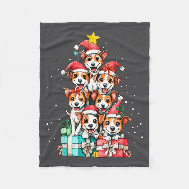 Cute Rat Terrier Le Dog Christmas Tree Xmas  Fleecefilt (Framsidan)