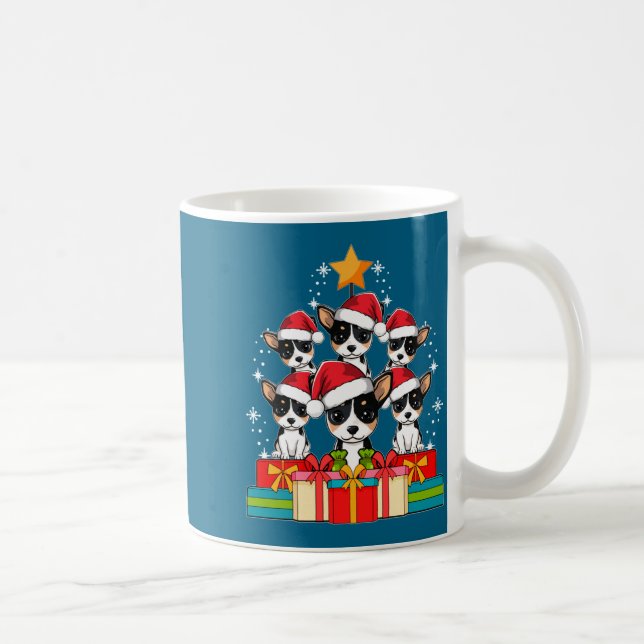 Cute Rat Terrier Le Dog Christmas Tree Xmas Hat Lo Kaffemugg (Höger)