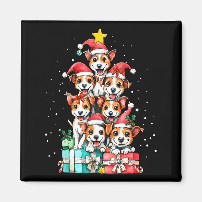 Cute Rat Terrier Le Dog Christmas Tree Xmas  Magnet (Framsidan)