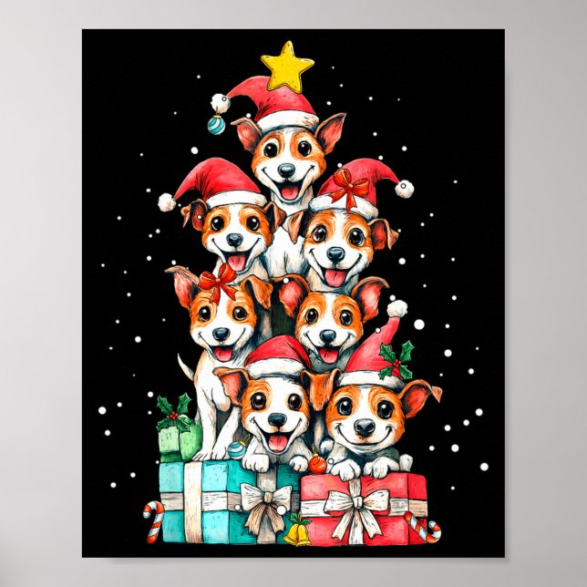 Cute Rat Terrier Le Dog Christmas Tree Xmas  Poster (Framsidan)