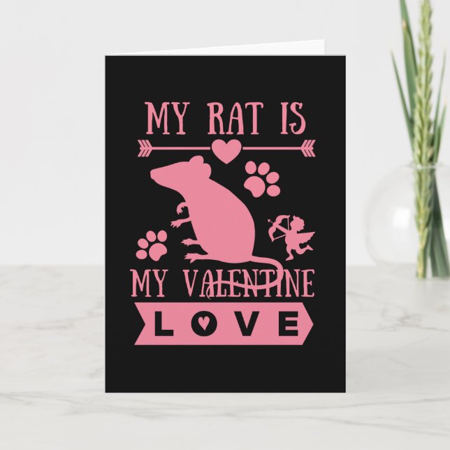 Cute Rat & Valentines Day Kort (Framsida)