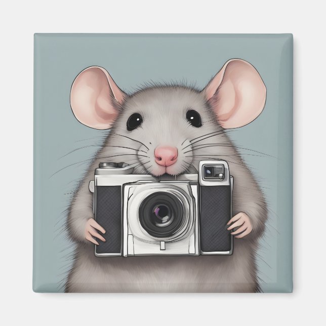 Cute Råtta-fotograf Magnet (Framsidan)