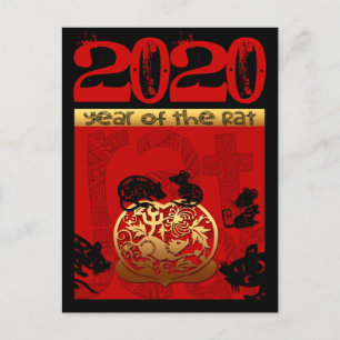 Cute Råtta kinesiska året 2020 Zodiac Birthday VPo Helg Vykort