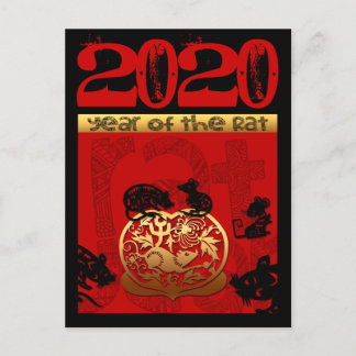 Cute Råtta kinesiska året 2020 Zodiac Birthday VPo Helg Vykort