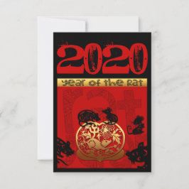 Cute Råtta kinesiska året 2020 Zodiac Birthday VRS OSA Kort