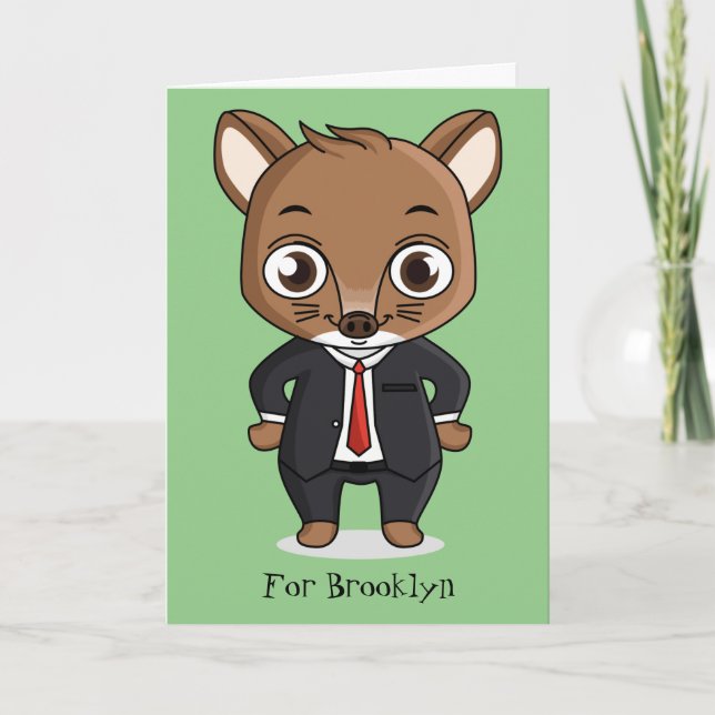 Cute råtta tecknad illustration kort (Framsida)