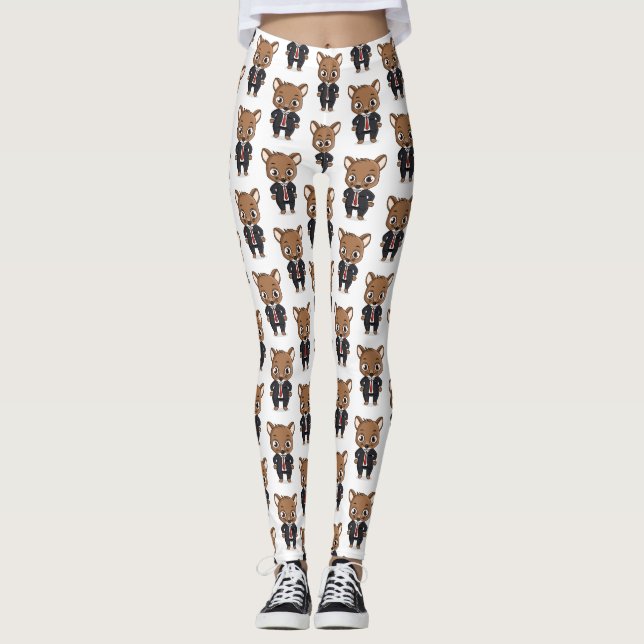 Cute råtta tecknad illustration leggings (Framsida)