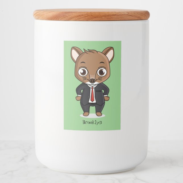 Cute råtta tecknad illustration mat etikett (Framsida)