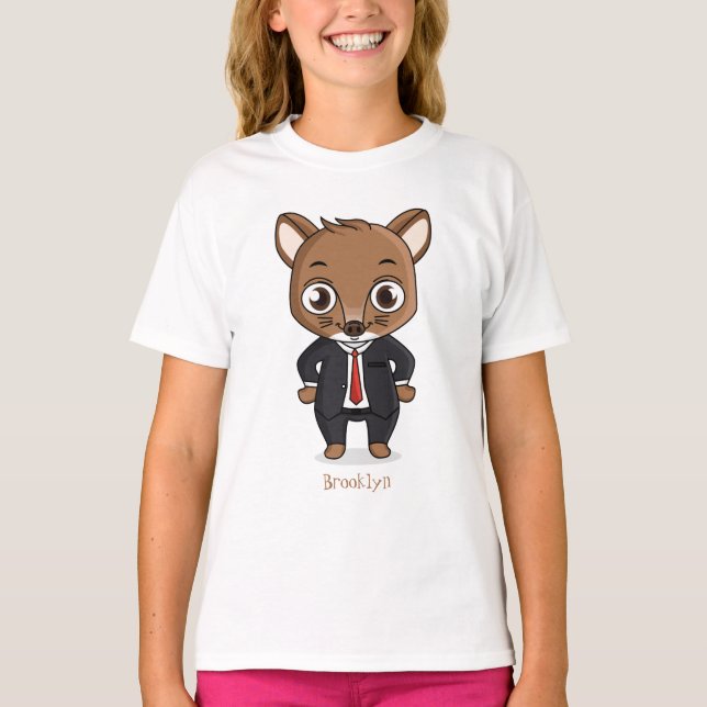 Cute råtta tecknad illustration t shirt (Framsida)