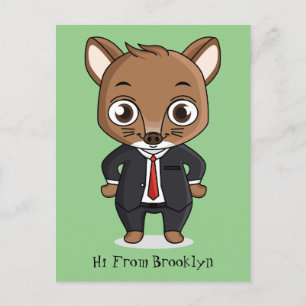Cute råtta tecknad illustration vykort