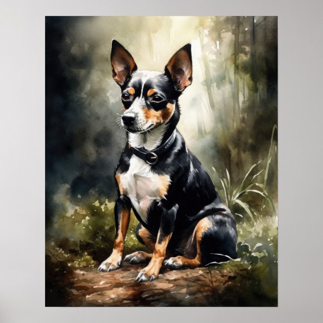 Cute Råtta Terrier Hund Art Print Poster (Framsidan)