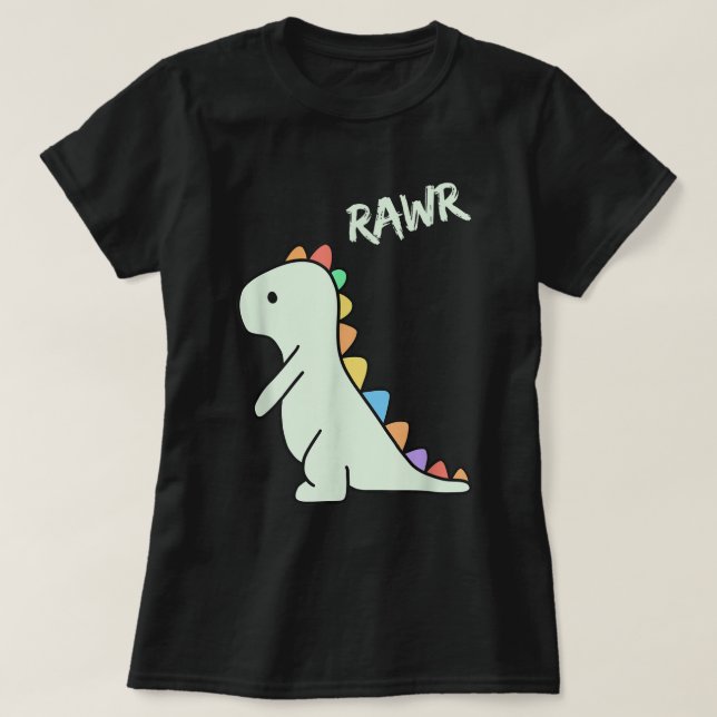 Cute Rawr Dinosaur Cartoon Kids Design T Shirt (Design framsida)