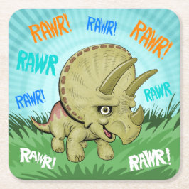 Cute RAWR Triceratops Underlägg Papper Kvadrat