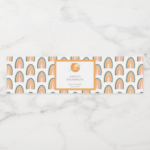 Cute Ray of Sunshine Rainbow Welcome Baby Shower Vattenflaskor Etikett