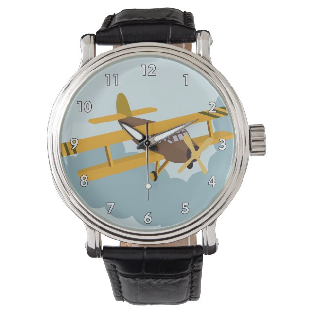 Cute RC Bi-Flygplan Tecknad Teckning Armbandsur (Framsida)