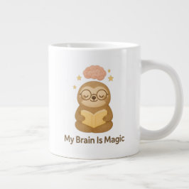 Cute Reading Bear — My Brain Is Magic Motivational Jumbo Mugg