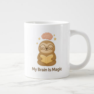 Cute Reading Bear — My Brain Is Magic Motivational Jumbo Mugg