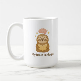 Cute Reading Bear — My Brain Is Magic Motivational Kaffemugg