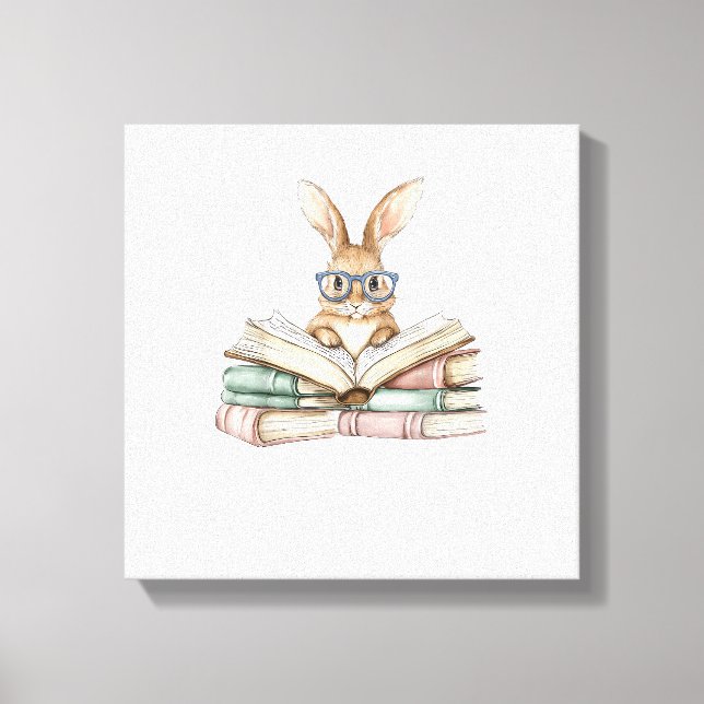 Cute Reading Bunny Glasses Books Bookworm Reader T Canvastryck (Framsida)
