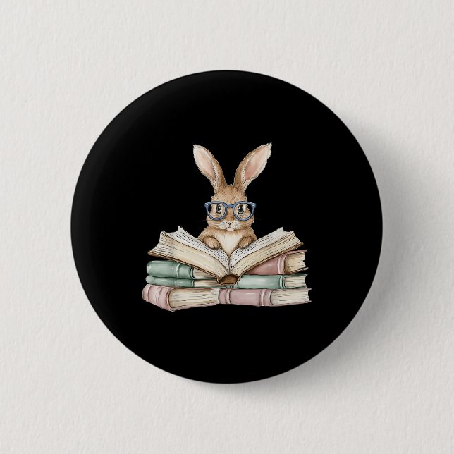 Cute Reading Bunny Gles Bokar Bookworm Reader Teac Knapp (Framsida)