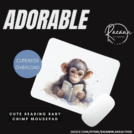 Cute Reading Chimpanzee Mousepad Musmatta