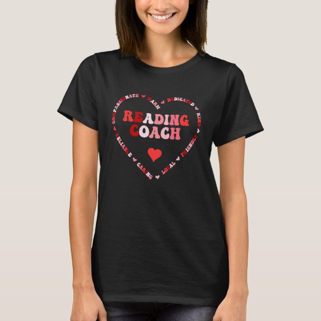 Cute Reading Coach Valentines Day Heart T Shirt (Framsida)