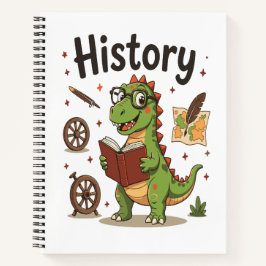 Cute Reading Dinosaur History Buff Notebook 