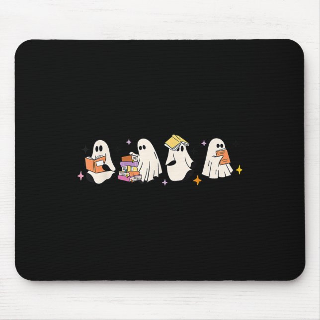 Cute Reading Ghost Halloween Ghost Bok Spooky Sea Musmatta (Framsidan)