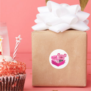 Cute Reading Tecknad Gris-familjfäst Runt Klistermärke