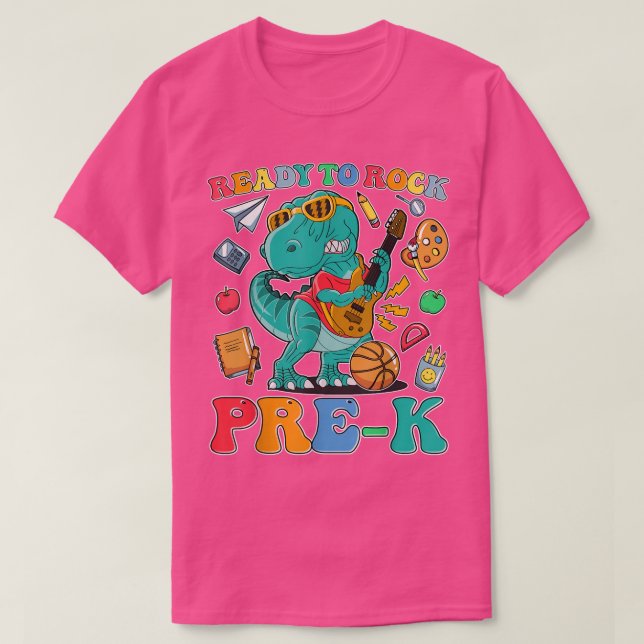Cute Ready to Rock PreK Dinosaur Rock Back to Scho T Shirt (Design framsida)