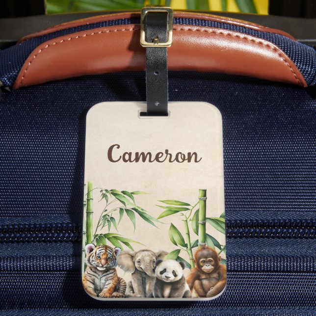 Cute Realistic Asian Baby djur Bagagebricka (Framsida Insitu 2)