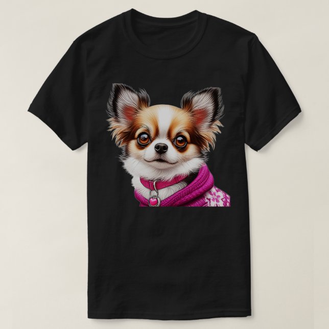 Cute Realistic Chihuahua Sketch 3 T Shirt (Design framsida)