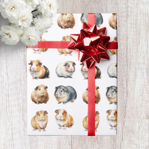 Cute Realistic Watercolor Guinea Gris Presentpapper