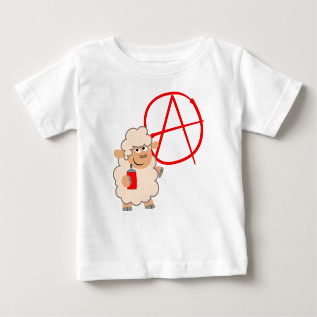 Cute Rebellious Tecknad Sheep Baby T-Shirt (Framsida)