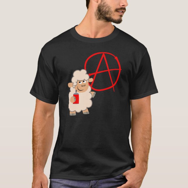 Cute Rebellious Tecknad Sheep T-Shirt (Framsida)